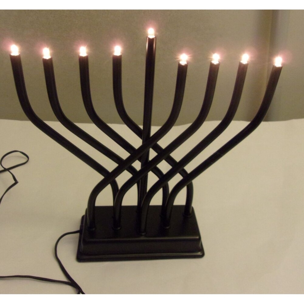 Jacob Rosenthal Electric Menorah Matte Black Finish Metal Contemporary